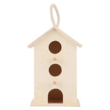 Wooden Bird House Unfinished Unpainted Hanging Cords Birdhouse for Finches and Songbirds Outdoor Decoration DIY Kids Educational 1pcs Buachois