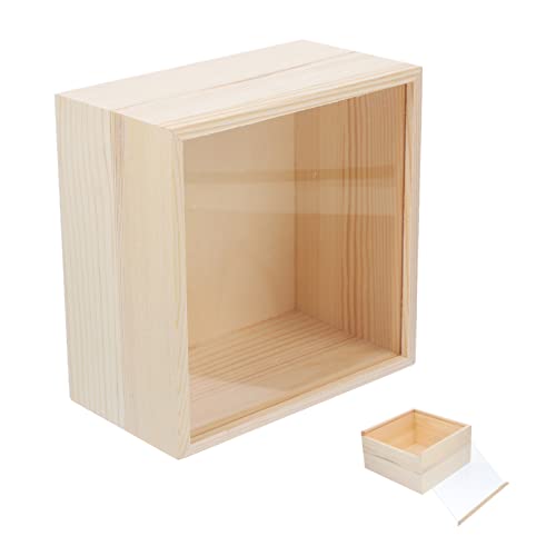 TEHAUX 3pcs Box Storage Wooden Box Sundries Storage Case Wood Crates Unfinished Wooden Decor Party Gifts Supplies Treasure Chest Gift Packing Desk TEHAUX