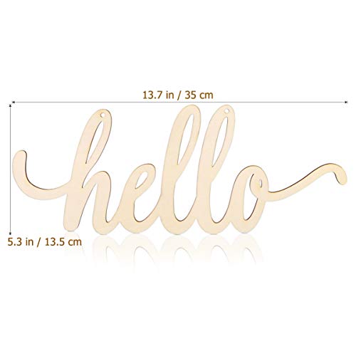 Vosarea Hello Wooden Letter,Hello Wood Hanging Sign,DIY Block Word Sign Wall Christmas Wreath Decor Wooden Door Art (13.7x5.3in) VOSAREA