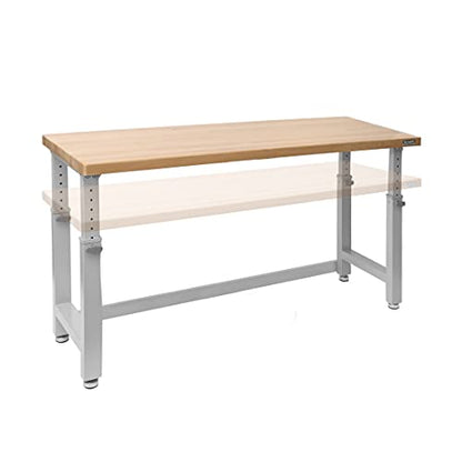 Seville Classics Heavy-Duty Wood Top Workbench Height Adjustable Desk, 72", Granite Grey - WoodArtSupply