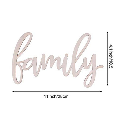 Family Wood Sign Cutout Family Wooden Letter Sign Hanging Decorative DIY Block Words Sign Door for Home Shop Hotel 2Pack