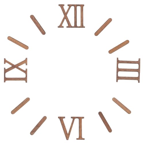 TEHAUX Clock Numerals Kit, Unfinished Wood Clock Number Set in Roman Numerals, 3D Adhesive Modern Roman Numbers Kit for Living Room Bedroom TEHAUX