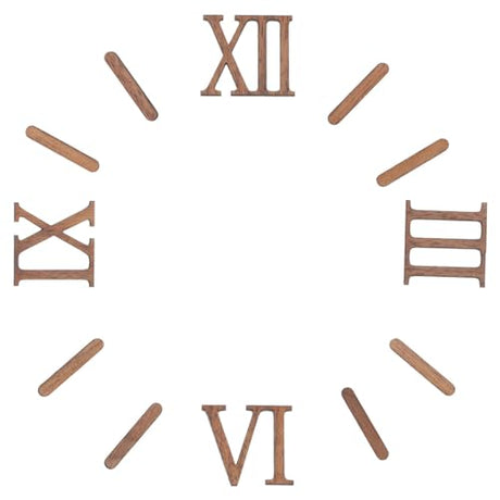 TEHAUX Clock Numerals Kit, Unfinished Wood Clock Number Set in Roman Numerals, 3D Adhesive Modern Roman Numbers Kit for Living Room Bedroom TEHAUX