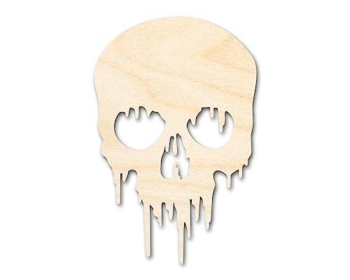 Unfinished Wood Dripping Skull Shape | Halloween Craft Cutout | up to 24" DIY 4" / 1/4" - WoodArtSupply