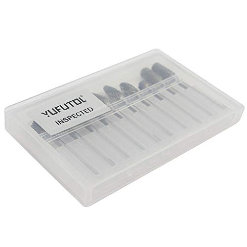 YUFUTOL Carbide Burr Set - 10pcs Double Cut Solid Carbide Rotary Burrs 3mm(0.118'') Shank Fits Die Grinder Drill for Woodworking,drilling Metal YUFUTOL