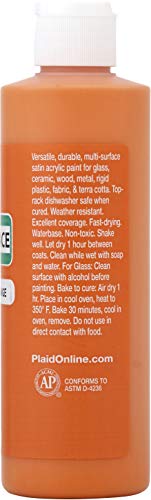 Apple Barrel 21961E Outrageous Orange Satin Finish Multi-Surface Acrylic Craft Paint - 2 fl oz