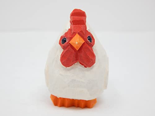 Selsela White Hen Miniature Wood Chicken Bird Art Statue Mini Carved Ornament Figurine Small Farm Animals Collectible Selsela