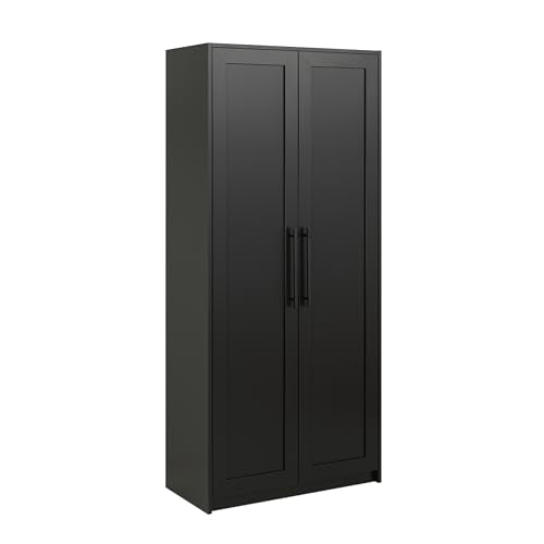 Prepac Elite Tall Black Storage Cabinet with 5 Shelves - Functional and Stylish Design Prepac