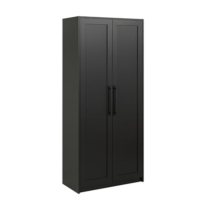 Prepac Elite Premium Home Doors, Storage, Bathroom, Pantry Cabinet with 5 Shelves, 16" D x 32" W x 72" H, Black