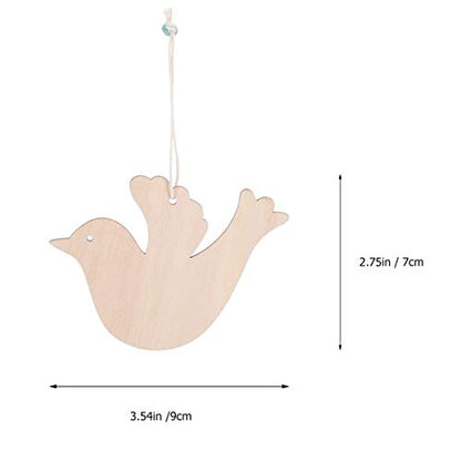 Vosarea 10pcs Wooden Bird Hanging Ornaments Christmas Tree Decoration DIY Crafts Bird Hanging Decoration for Christmas Wedding Door Window Home - WoodArtSupply