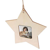 Amosfun 10pcs Wood Star Mini Photo Picture Frames Wooden Unfinished Wooden Cutouts 4th of July Decorations Amosfun