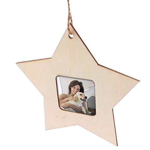 Amosfun 10pcs Wood Star Mini Photo Picture Frames Wooden Unfinished Wooden Cutouts 4th of July Decorations - WoodArtSupply