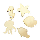 NOLITOY 50pcs Pieces Unfinished Wood Beach Wood Cutouts Ocean Animals Shapes Seahorse Cutout Shapes Wooden Sea Life Slices Mini Scrapbook Wooden NOLITOY