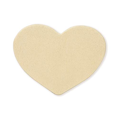 2 Inch Wood Heart, Unfinished Wooden Heart Cutout Shape, Wooden Hearts (2” Wide x 1/8” Thick) - Bag of 25 - WoodArtSupply