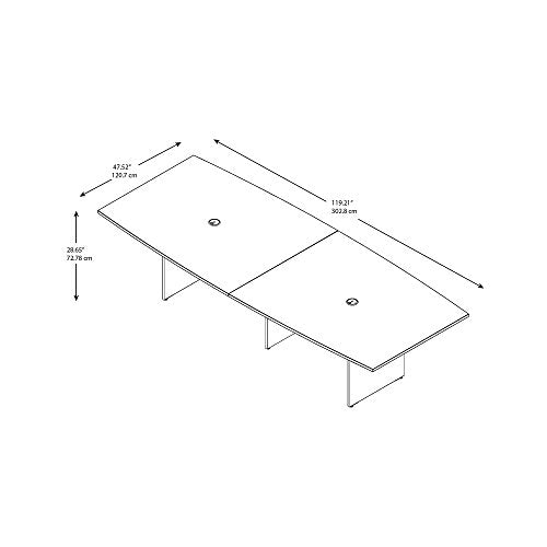 Bush Business Furniture Conference Table for 8-10 People | Boat Shaped 10 FT Engineered Wood Meeting Desk with Wooden Base for Office Boardrooms, - WoodArtSupply