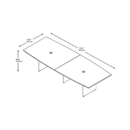 Bush Business Furniture Conference Table for 8-10 People | Boat Shaped 10 FT Engineered Wood Meeting Desk with Wooden Base for Office Boardrooms, - WoodArtSupply