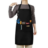 Hongsome Artist Apron,Paint Garden Pottery Teacher Painting Aprons for Adults Women 3 Pockets, Adjustable Bib Apron for Art Gardening Cooking Black Hongsome