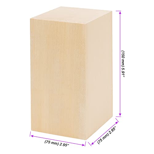 JOIKIT 4 Pack 6 x 3 x 3 Inches Basswood Carving Blocks, Unfinished Soft Wood Blocks, Kiln Dried Whittling Blocks Whittle Kit Craft Wood Carving Kit - WoodArtSupply