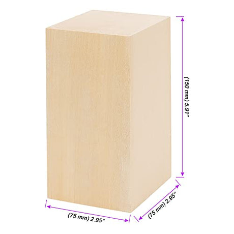 JOIKIT 4 Pack 6 x 3 x 3 Inches Basswood Carving Blocks, Unfinished Soft Wood Blocks, Kiln Dried Whittling Blocks Whittle Kit Craft Wood Carving Kit JOIKIT