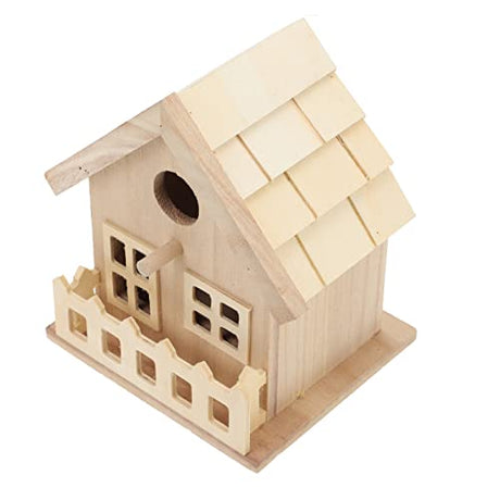 DOITOOL Outdoor Decor Model Kits Unfinished Birdhouse to Paint for Birdwatching with Perch, Natural Wood Pine Frame for Finches and Songbirds, Heavy DOITOOL