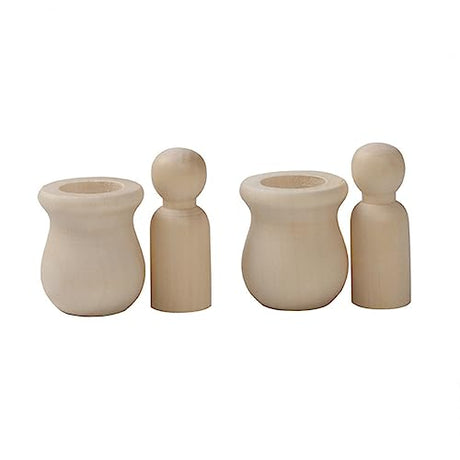 Anneome 20 Set 40pcs Wooden Doll for DIY Peg Dolls DIY Wooden Figure to Paint Kids Playsets Filler Maniquin Craft for Kids Wooden Peg Dolls Making Anneome