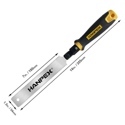 Hanpex Mini Japanese Hand Saw 7" Double Edge Pull Saw, SK5 Flush Cut Woodworking Hand Saw- Flexible Blade - 14 TPI / 17 TPI - WoodArtSupply