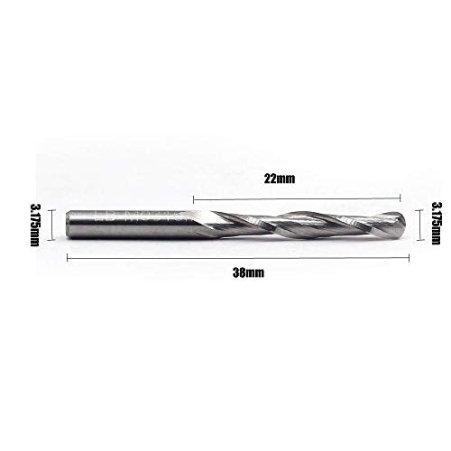 OSCARBIDE 1/8" Shank Ball Nose Carbide End Mills 2 Flutes CNC Spiral Router Bits Milling Cutter for Engraving Milling 3D sculpturing Roughing Acrylic OSCARBIDE