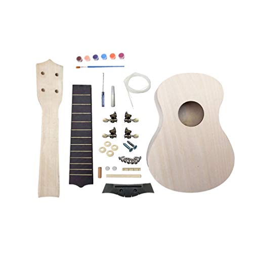 Artibetter 1 Set Diy Guitar Kit Unfinished Luthier Project Guitar Kit Body Neck Bridge Fretboard Ukulele Crafts - WoodArtSupply