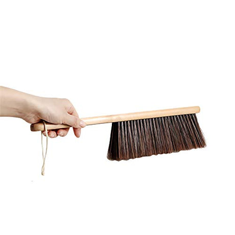 Counter Duster with Wood Handle, Hand Broom,Wood Block Hand Brush,Horse Hair Brush Broom Dust Brush Bench Woodworking Brush-Brushes Used for Counter, HOLIBIC