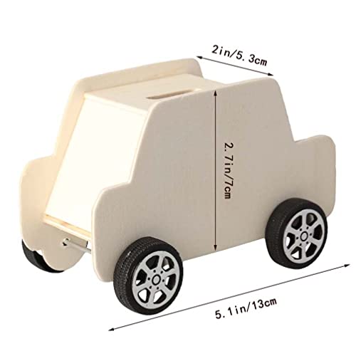 STOBOK 6Pcs DIY Unfinished Wooden Piggy Bank Car Shaped Wood Coin Bank Wood Change Box Paint Decorate Assembly Box Craft Kits for Kids Adult Gift - WoodArtSupply