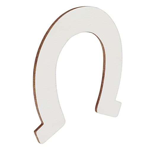 Wooden Cutouts, 24Pcs DIY Wood Horseshoe Shape Unfinished Cutouts Pendant Handmade Craft Decoration Yosoo