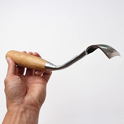 Stryi Long Bent Gouge 1.6 In BG40, Handmade Wood Carving Large Gouge For Two Hands, Deep Cuts Gouge, Volume Wood Cutting Tool, Kuksa Spoon Bowl StryiCarvingTools