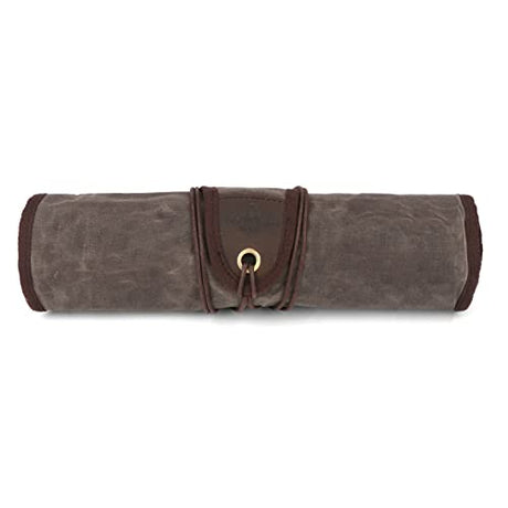 TOURBON Waxed Canvas Tool Roll Up Bag, 25-Pocket Wood Carving Chisel Carrying Case, Multi-Purpose Tool Pouch with Zipped Compartments TOURBON