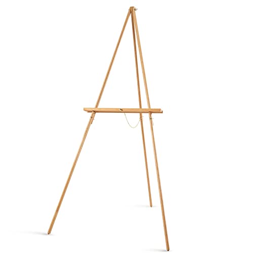 Falling in Art 65" A-Frame Tripod Easel Stand, Wooden Display Easel with Adjustable Canvas Holder, Floor Easel for Wedding Signs, Posters, Paintings, - WoodArtSupply