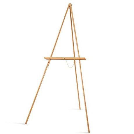 Falling in Art 65" A-Frame Tripod Easel Stand, Wooden Display Easel with Adjustable Canvas Holder, Floor Easel for Wedding Signs, Posters, Paintings, Falling in Art