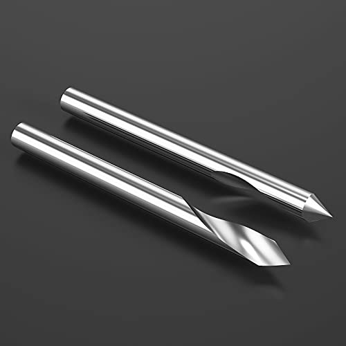 HUHAO Spiral 60 Degree V Groove Engraving Tool Flat Bottom CNC Router Bits 1/8 Inch Shank for Aluminum MDF Hard Wood Copper 5PCS HUHAO