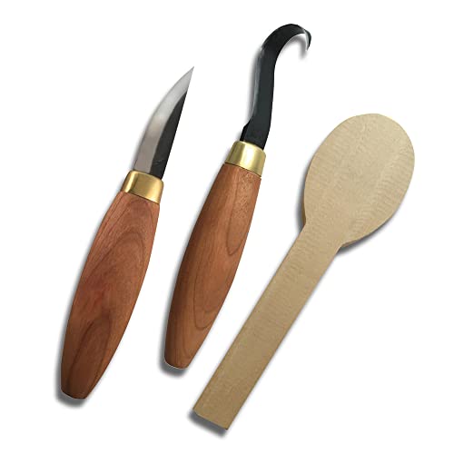 Flexcut Spoon Carving Kit, Wood Carving Knife Set for Beginners and Professionals, Includes Step-by-Step Instructions, Stub Sloyd Knife, Bevel Sloyd - WoodArtSupply