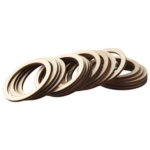 hobbyhub 100Pcs Unfinished Rings Shape Wood Pieces, 5cm Blank Wooden Circle Slices Wood Linking Rings for Christmas Home Decor, DIY Crafts hobbyhub