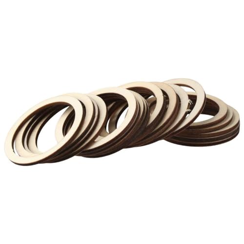 hobbyhub 100Pcs Unfinished Rings Shape Wood Pieces, 5cm Blank Wooden Circle Slices Wood Linking Rings for Christmas Home Decor, DIY Crafts - WoodArtSupply