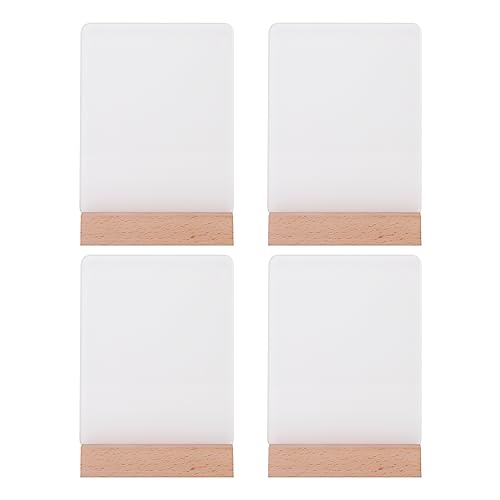 PYD Life 4 Pack Sublimation Acrylic Photo Frames Blanks 6" x 8" with Warm Color Light LED,White Rectangle Photo Frames with Wood Stand for Heat Press PYD Life