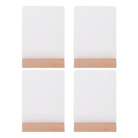 PYD Life 4 Pack Sublimation Acrylic Photo Frames Blanks 6" x 8" with Warm Color Light LED,White Rectangle Photo Frames with Wood Stand for Heat Press PYD Life