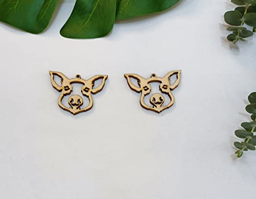 30pcs of Pig Wood Earring Blanks,DIY Farmhouse Wood Earrings Blanks for Craft Jewelry Making(2'') Yuxuanish
