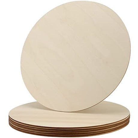 MOUYAT 10 Pack 14 Inch Round Wood Circles, 1/8 Inch Thick Unfinished Wooden Plywood Slices Discs for Crafts DIY, Door Hanger, Wood Burning, Christmas MOUYAT