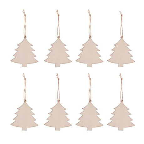 Happyyami 30pcs Christmas Wood Tag Wood Cutouts Blank Christmas Unfinished Wood Slices with Holes Xmas Tree Decorations Gift Tags Unfinished Happyyami