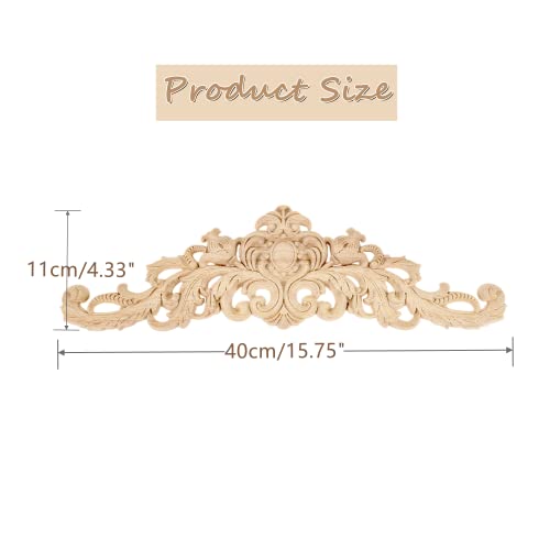 MUXSAM Long Wood Carved Appliques Onlays, 2-Pack Unpainted Decorative Corner Carving Decals Set for Wall Door Cabinet Mirror Closet Wardrobe Dresser MUXSAM