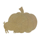 Pumpkin with Pig, Fall Shape, Unfinished Wood Cutout, Paint by Line Build-A-Cross