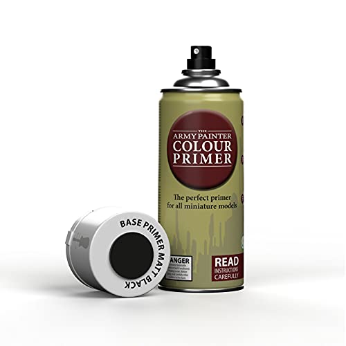 The Army Painter Color Primer Spray Paint, Matt Black, 400ml, 13.5oz - Acrylic Spray Undercoat for Miniature Painting - Spray Primer for Plastic The Army Painter