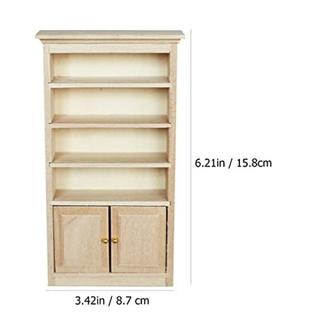 Toyvian 1 12 Dollhouse Furniture Wooden Dollhouse Bookshelf Cabinet Dollhouse Miniature Furniture DIY Dollhouse Accessories Unfinished Dollhouse Toyvian