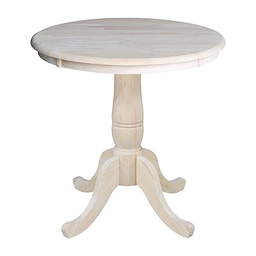 IC International Concepts K-30RT Dining Table, 30 in, Unfinished IC International Concepts