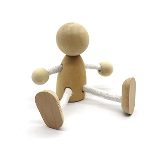 Kisangel 2 Pcs Unfinished Wood Peg Dolls Mini People Doll Robot Wooden Figures Decorative Peg Dolls Toy for Kids Painting DIY Craft Art Projects Kisangel